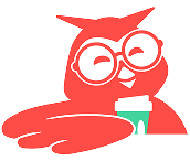 Owly enjoying a cup of coffee