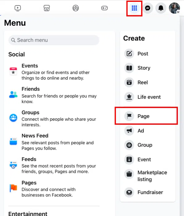Create Page under Menu